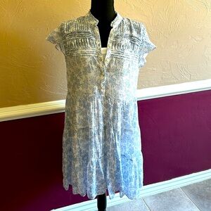 CeCe Flutter Sleeve Yoke Detail Dress Ultra White XS